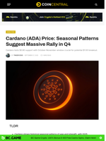 Cardano (ADA) Price: Seasonal Patterns Suggest Massive Rally in Q4 - CoinCentral