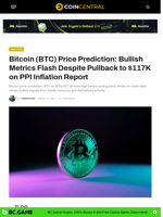 Bitcoin (BTC) Price Prediction: Bullish Metrics Flash Despite Pullback to $117K on PPI Inflation Report - CoinCentral