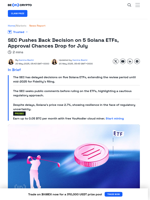SEC Delays Decision on Five Solana ETFs: What’s Next?