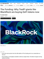 The Funding: Why TradFi giants like BlackRock are buying DeFi tokens now | The Block