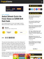 Analyst Defends Circle's No-Freeze Stance on $280M Drift Hack Funds