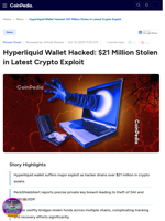 Hyperliquid Wallet Hacked: $21 Million Stolen in Latest Crypto Exploit