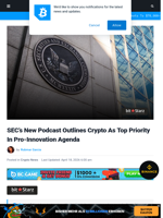 SEC Outlines Crypto As Top Priority In Pro-Innovation Agenda