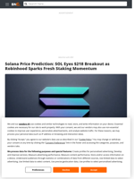 Solana Price Prediction: SOL Eyes $218 Breakout as Robinhood Sparks Fresh Staking Momentum - Brave New Coin