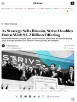 As Strategy Sells Bitcoin, Strive Doubles Down With $4.2 Billion Offering - Decrypt