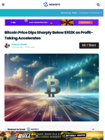 Bitcoin Price Dips Sharply Below $102K as Profit-Taking Accelerates