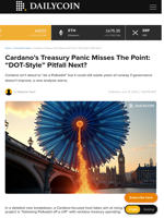 Cardano's Treasury Panic Misses The Point: “DOT-Style” Pitfall Next? - DailyCoin