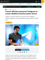 Pavel Durov Declines To Censor Moldova Election Content on Telegram