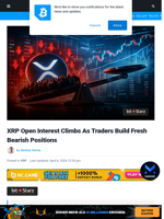 XRP Open Interest Climbs As Traders Open Fresh Bearish Bets