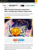 MEV Killing Institutional DeFi Adoption, Hurting Retail Users: Crypto Exec