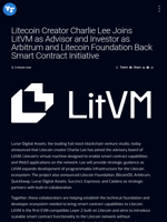 Litecoin Creator Charlie Lee Joins LitVM as Advisor and Investor as Arbitrum and Litecoin Foundation Back Smart Contract Initiative | Visionary Financial