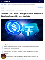 AI Agents Will Transform Stablecoins: Tether Co-Founder