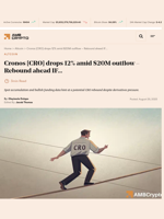 Cronos [CRO] drops 12% amid $20M outflow - Rebound ahead IF... - AMBCrypto