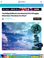 Total Illiquid Bitcoin Has Reached 72% Of Supply, What Does This Mean For Price?