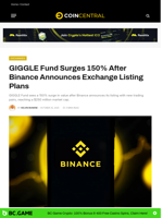 GIGGLE Fund Surges 150% After Binance Announces Listing