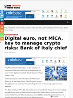 Digital euro, not MiCA, key to manage crypto risks: Bank of Italy chief - The Crypto News Wire
