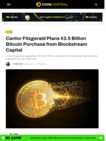 Cantor Fitzgerald Plans $3.5 Billion Bitcoin Purchase from Blockstream Capital - CoinCentral