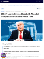 $534M Lost in Crypto Bloodbath Ahead of Trump’s Russia-Ukraine Peace Talks