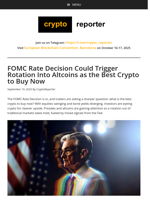 FOMC Rate Decision Could Trigger Rotation Into Altcoins as the Best Crypto to Buy Now
