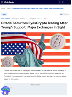Citadel Securities Eyes Crypto Trading After Trump’s Support; Major Exchanges In Sight