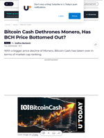 Bitcoin Cash Dethrones Monero, Has BCH Price Bottomed Out? - U.Today