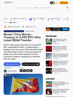 Bhutan Trims Bitcoin Treasury to 4,452 BTC After Latest $36M Transfer – Crypto News Bitcoin News