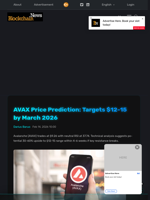 AVAX Price Prediction: Targets $12-15 by March 2026 - Blockchain.News