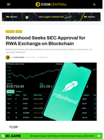 Robinhood Seeks SEC Approval for RWA Exchange on Blockchain