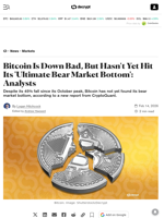 Bitcoin Is Down Bad, But Hasn't Yet Hit Its 'Ultimate Bear Market Bottom': Analysts - Decrypt