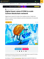 Wall Street Invests in $135M Round from Digital Asset