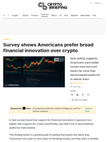Survey shows Americans prefer broad financial innovation over crypto