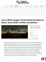 Iran's IRGC targets US Al Udeid Air Base in Qatar amid 2026 conflict escalation