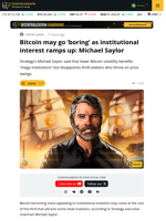 Bitcoin May Go 'Boring' As Volatility Decreases: Saylor