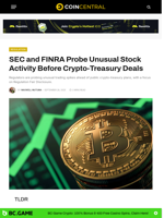 SEC and FINRA Probe Unusual Stock Activity Before Crypto-Treasury Deals - CoinCentral