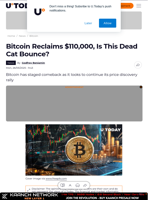 Bitcoin Reclaims $110,000, Is This Dead Cat Bounce?