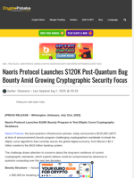Naoris Protocol Launches $120K Post-Quantum Bug Bounty Amid Growing Cryptographic Security Focus