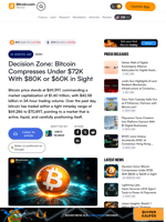 Decision Zone: Bitcoin Compresses Under $72K With $80K or $60K in Sight – Bitcoin News