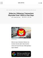 Shiba Inu: Shibarium Transactions Skyrocket Over 1,500% in Four Days 