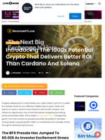 Introducing The 1000x Potential Crypto That Delivers Better ROI Than Cardano And Solana | Live Bitcoin News