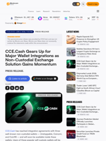 CCE.Cash Gears Up for Major Wallet Integrations as Non-Custodial Exchange Solution Gains Momentum