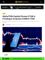 AlphaTON Capital Closes $71M in Funding & Acquires $30M in TON