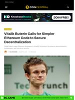 Vitalik Buterin Calls for Simpler Ethereum Code to Secure Decentralization