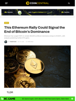 This Ethereum Rally Could Signal the End of Bitcoin's Dominance - CoinCentral