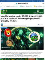 New Meme Coin Under $0.003 Shows 19306% Bull Run Potential, Attracting Dogecoin and Shiba Inu Traders