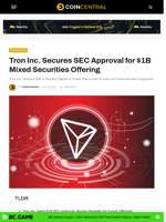 Tron Inc. Secures SEC Approval for $1B Mixed Securities Offering