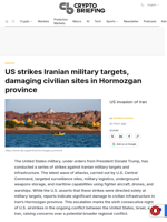 US strikes Iranian military targets, damaging civilian sites in Hormozgan province