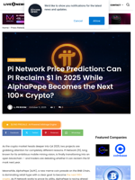 Pi Network Price Prediction: Can PI Reclaim $1 in 2025 While AlphaPepe Becomes the Next 100× Crypto? | Live Bitcoin News