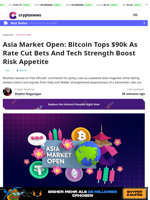 Bitcoin Tops $90k As Rate Cut Bets Lift Markets