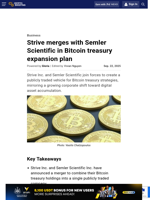 Strive merges with Semler Scientific in Bitcoin treasury expansion plan