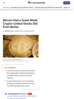 Bitcoin Had a Great Week. Crypto-Linked Stocks Did Even Better